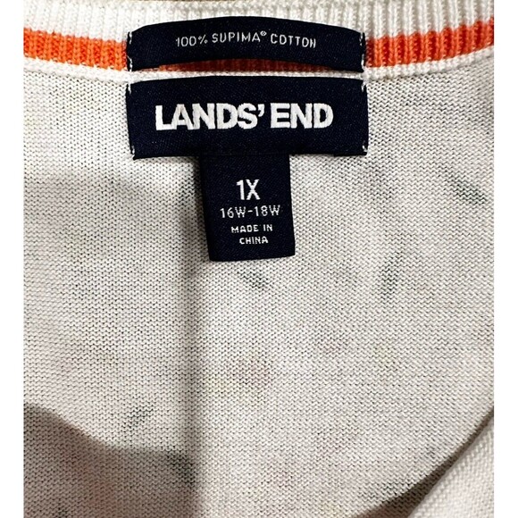 Lands' End Cream Cardigan 1X Floral Earthy Goblincore Nature Womens White - Picture 7 of 7